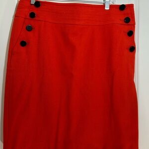 LOFT Red Knee-Length Pencil Skirt Work